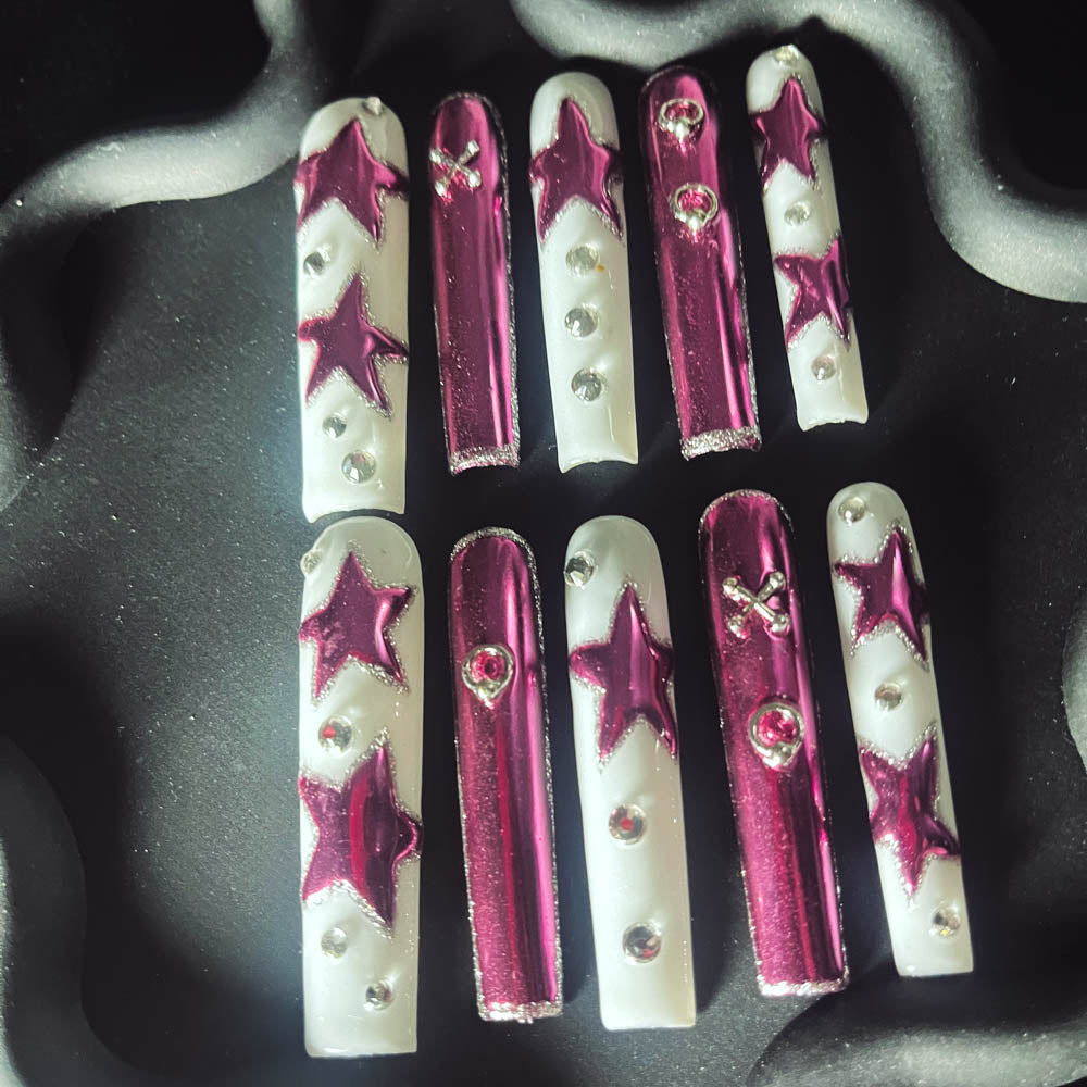 Raspberry Milkshake Handmade  Square Nails OM1176 - NoirNail