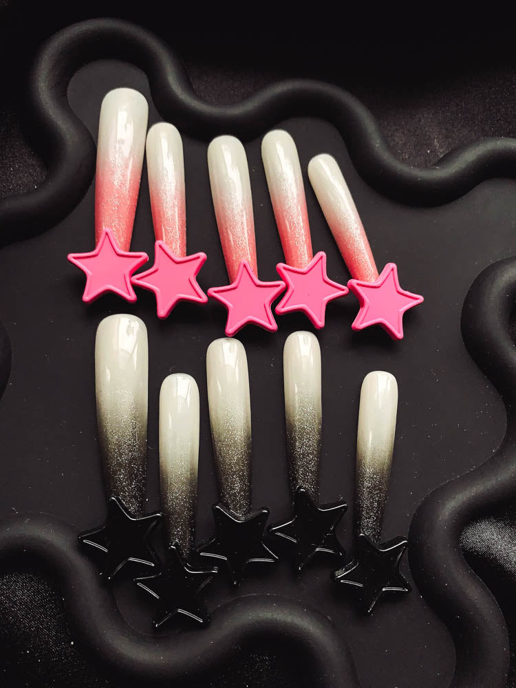 Super Star  Handmade  Stiletto Nails OM1134 - NoirNail