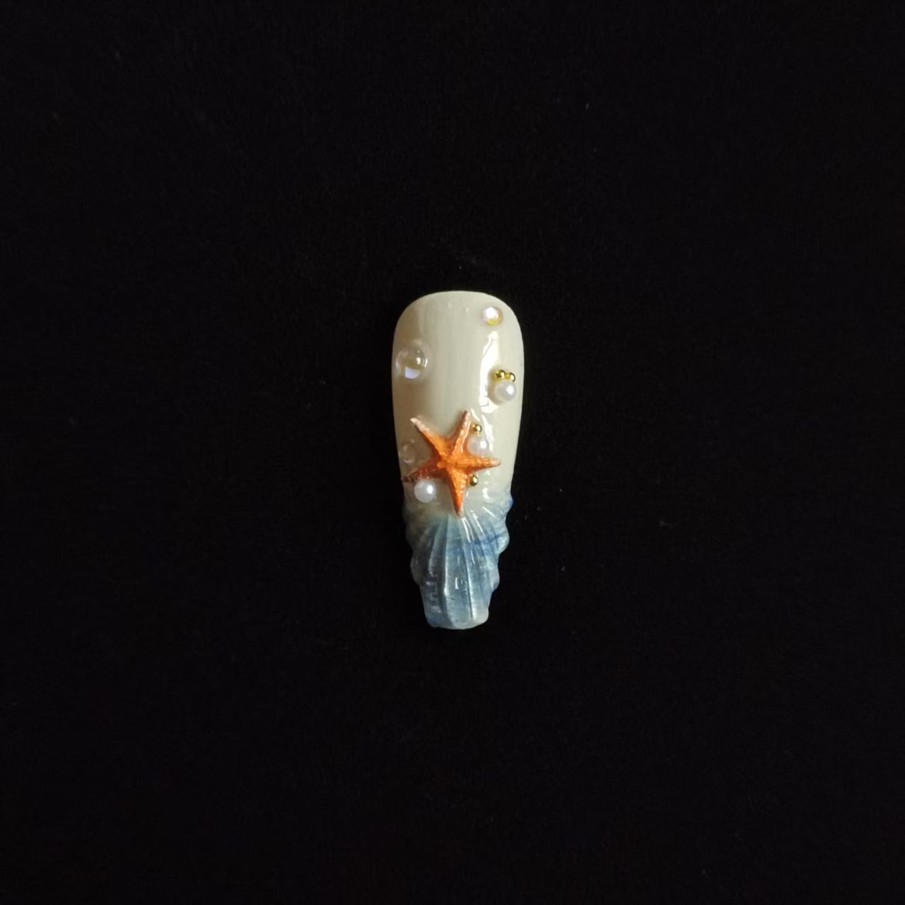 Starfish Handmade Coffin French Tip Press On Nails