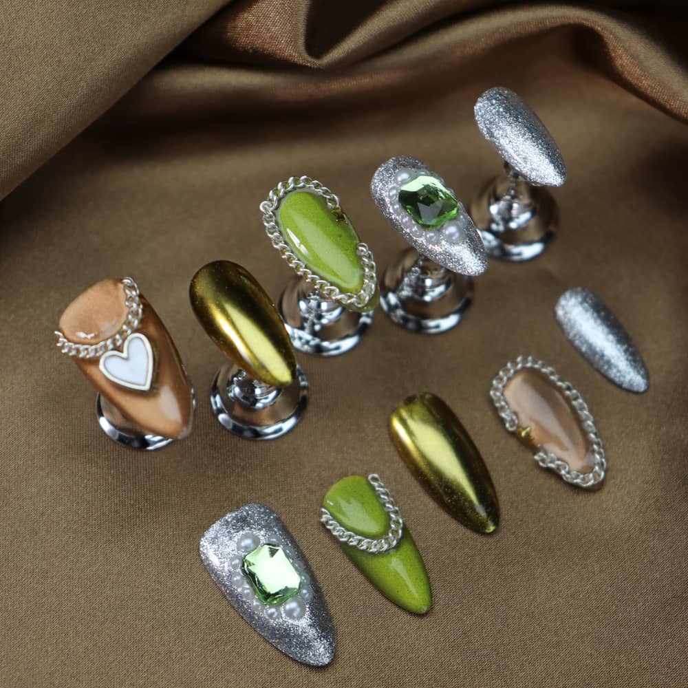 Coffee Time Handmade Almond Press On Nails A1325