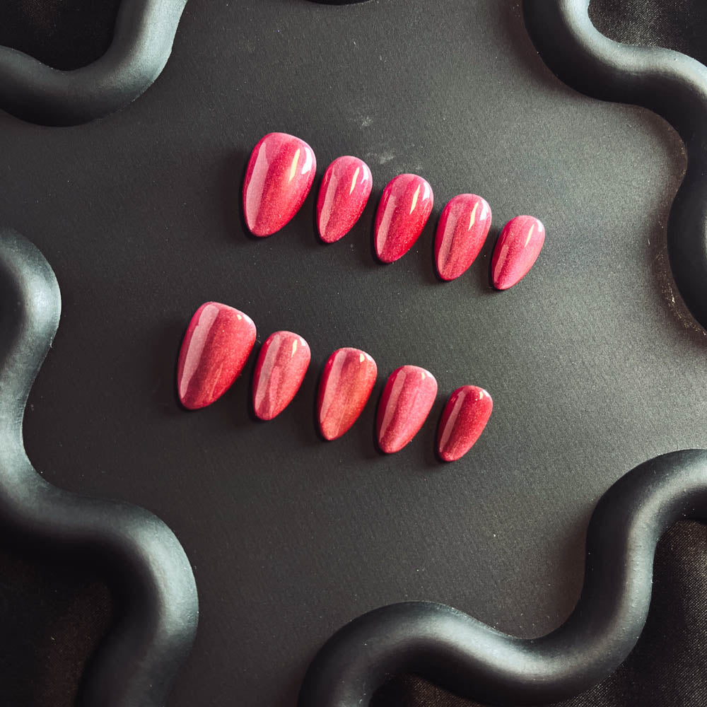 Confederate Rose Cat Eyes Gel Nail Handmade Almond Press-ons Nail MQ1008 - NoirNail