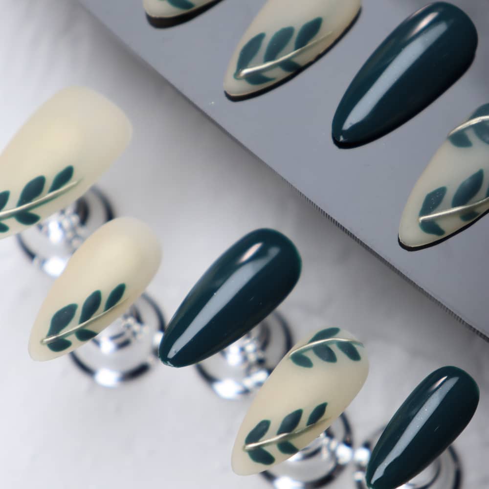 Olive Branch Handmade Almond Press On Nails A517