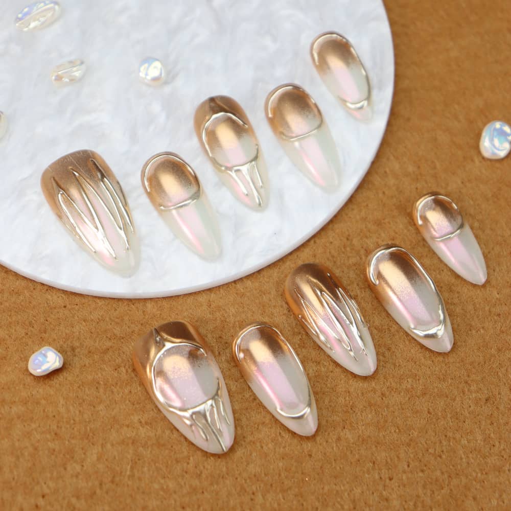 Bohemian Sunset Handmade Almond Press on Nails A527