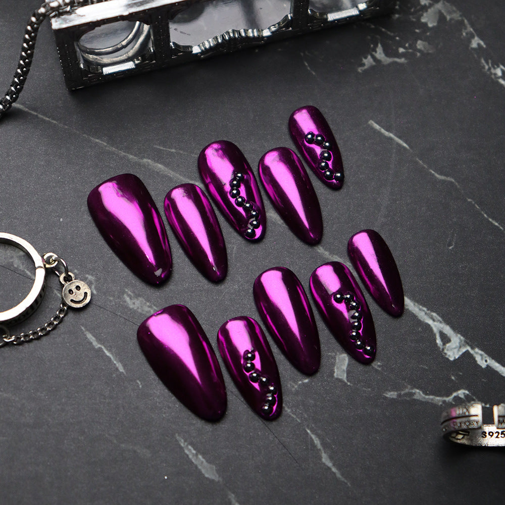 Purple Heavy Metal Handmade Almond  Nails  A633 - NoirNail