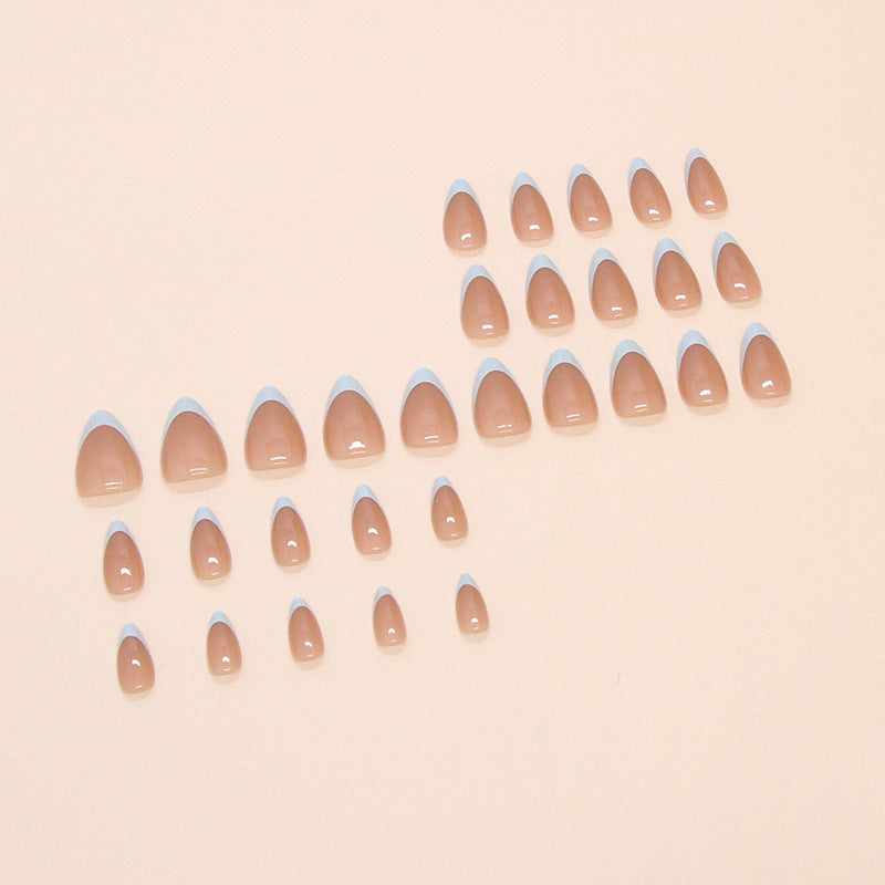 Classic Solid Color Deep French Almond 24PCS Free Size Press on Nails W1687