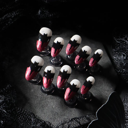 William Castle  French Tip Handmade Almond  Nails  A687