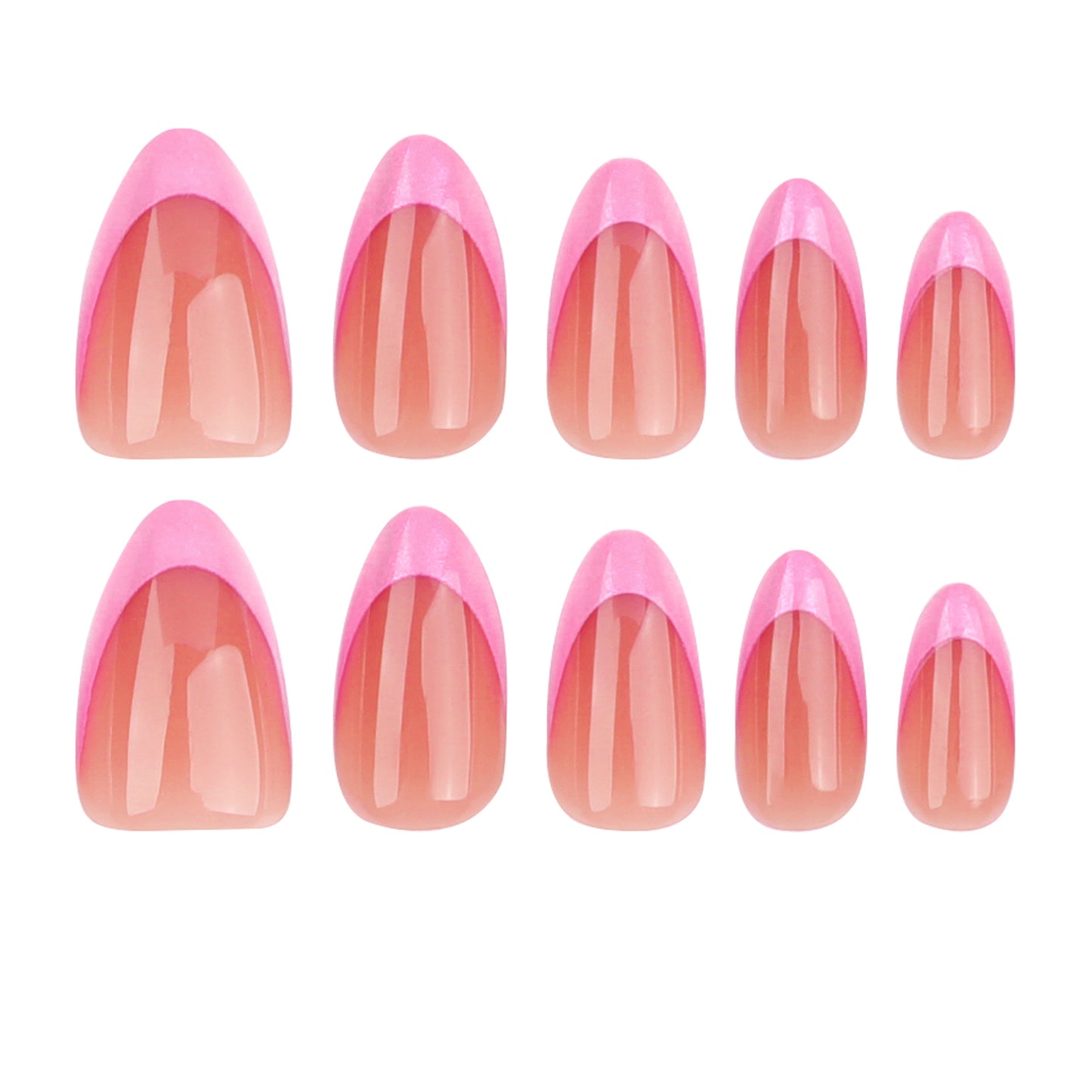 Classic French tip Almond 30PCS Free Size Press on Nails GD17