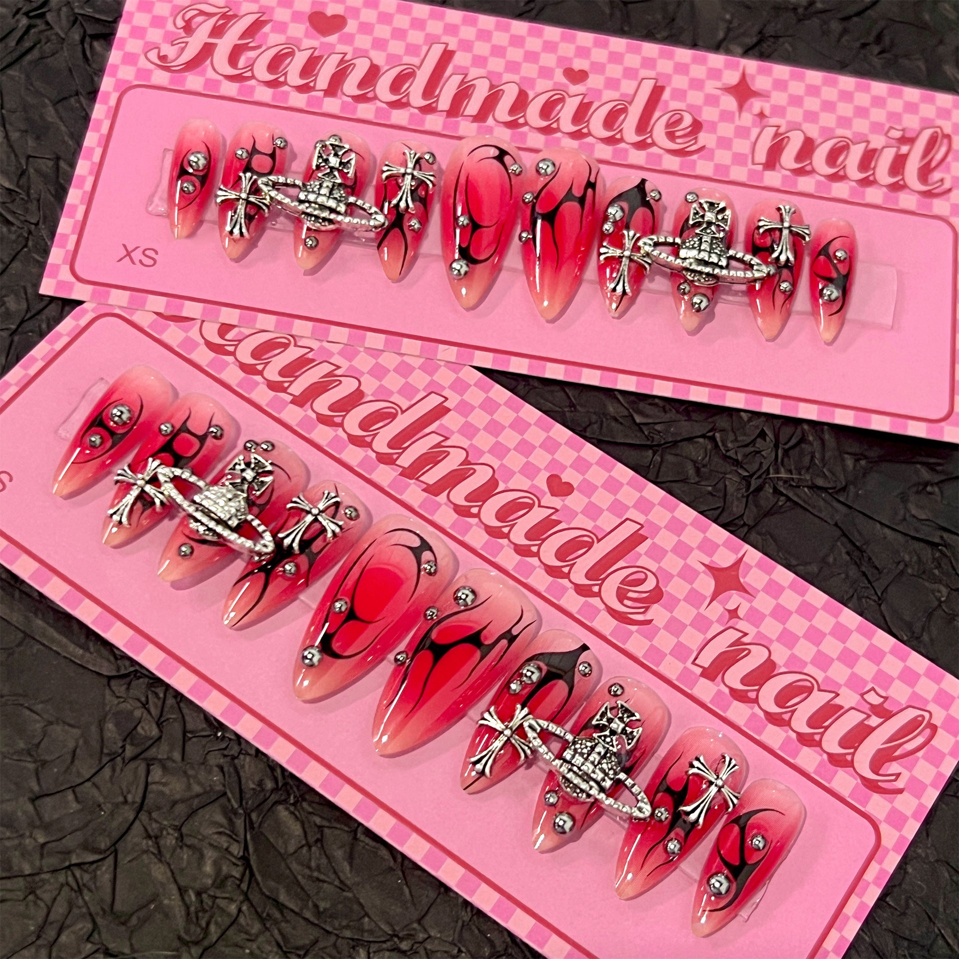 Flaming Planet Handmade Almond  Nails SP171 - NoirNail