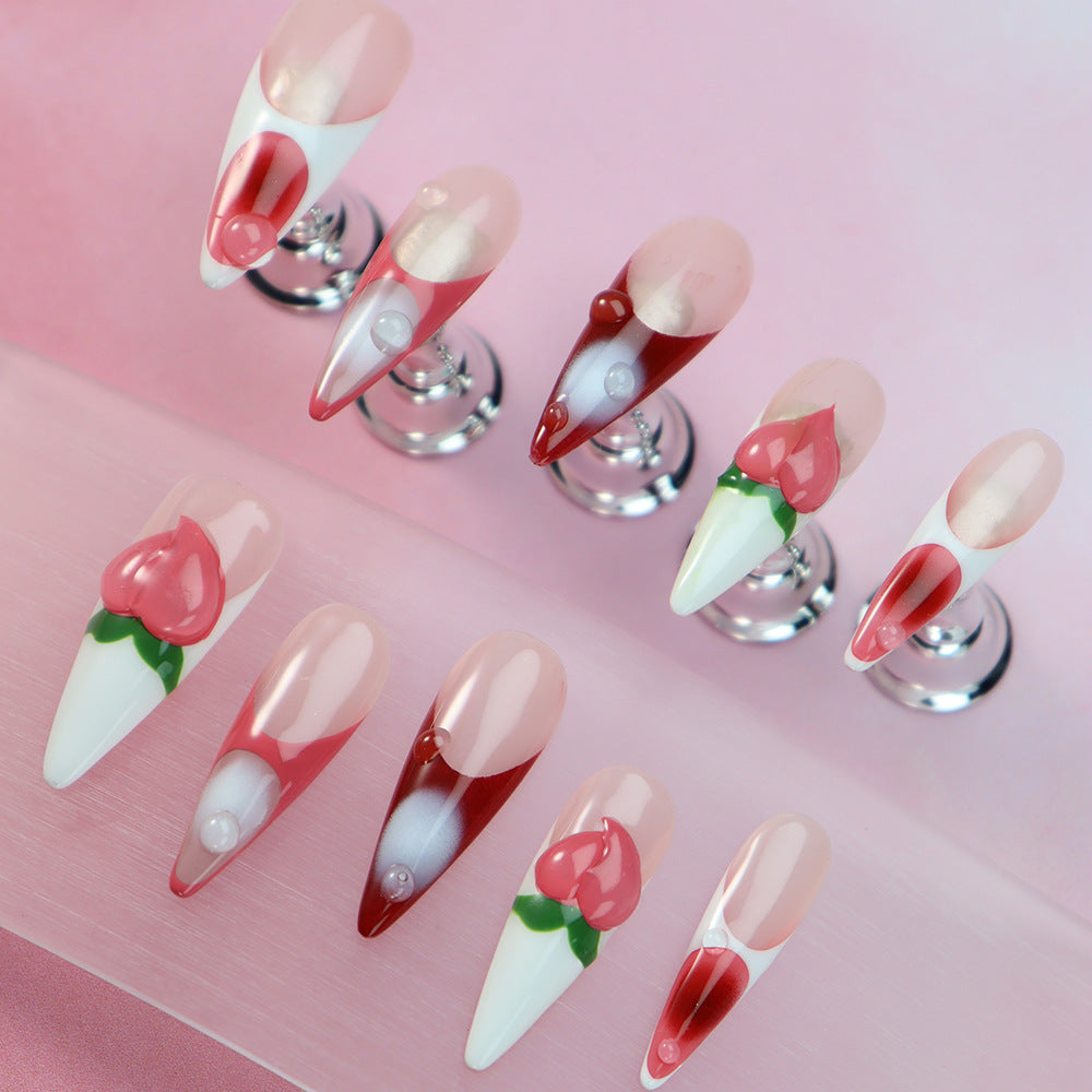 Peach Lady Handmade Stiletto Nails  A1056