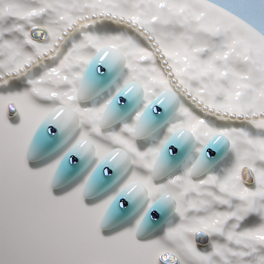 Baby Blue  Handmade Almond  Nails  A365 - NoirNail