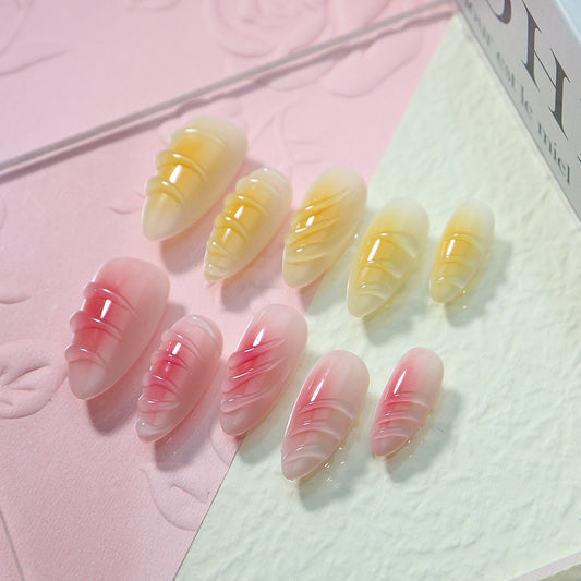 Slightly Sweet 3D  Handmade Almond  Nails  A799 - NoirNail