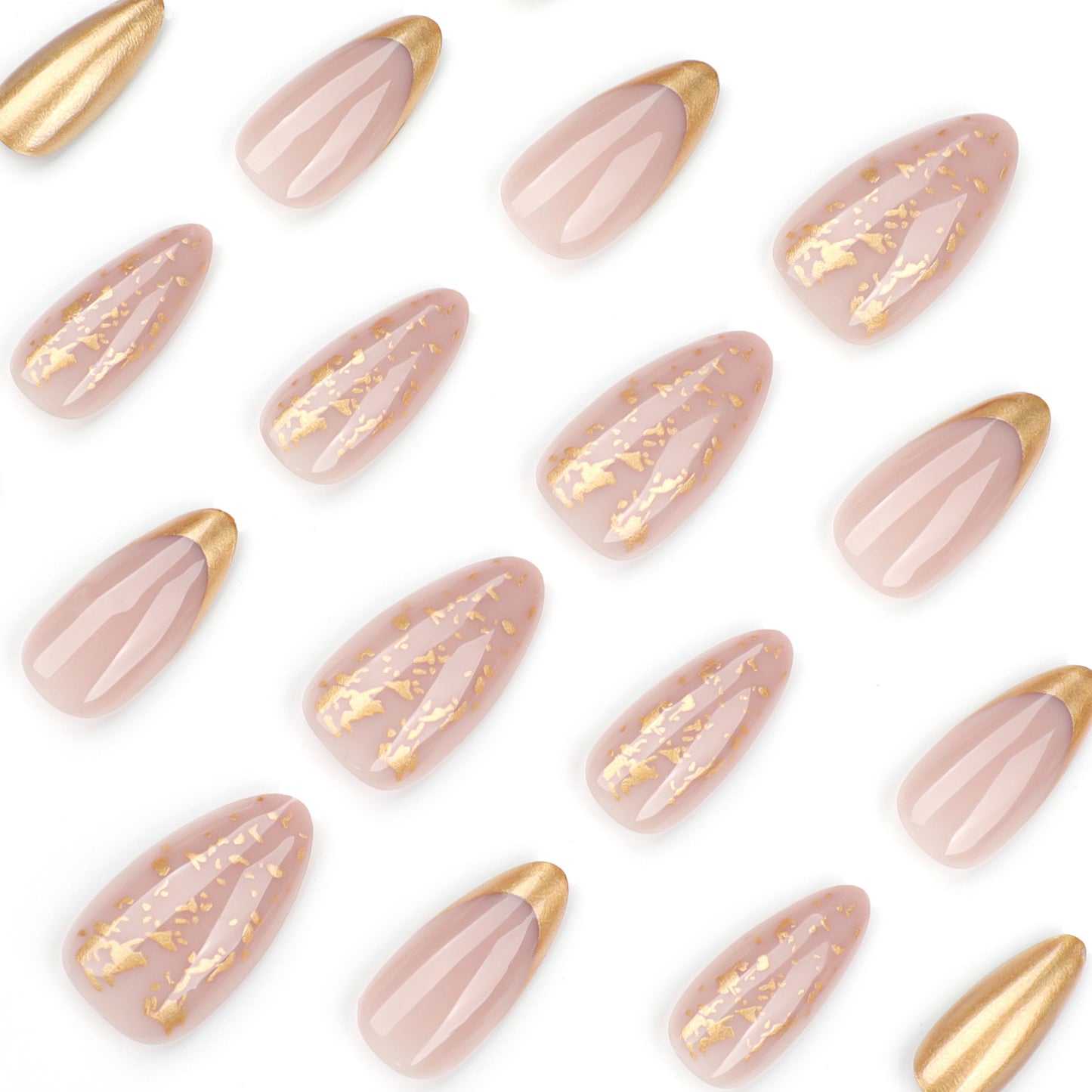 Baby's Breath Almond 24PCS Free Size Press on Nails JP3749