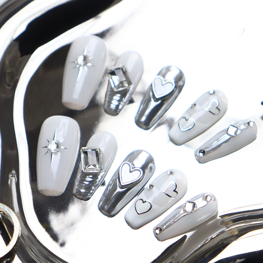 Heartbeat Valentine's Day Handmade Coffin Press On Nails A580