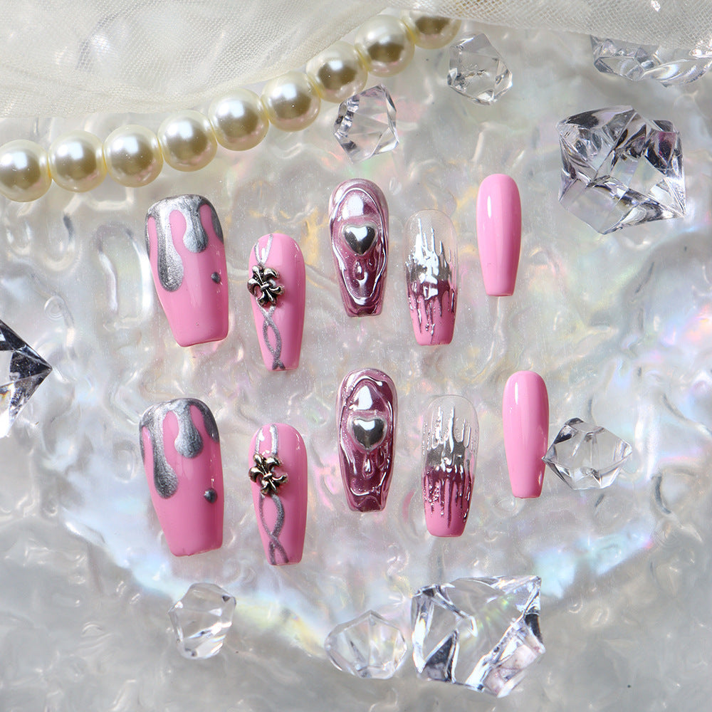 Sailor Moon French Tip Y2K  Handmade Coffin  Nails  A572 - NoirNail