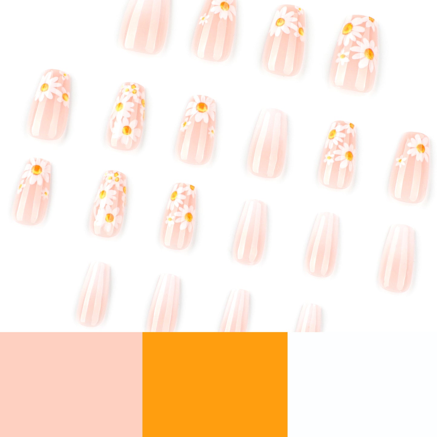 Daisy Almond 24PCS Free Size Press on Nails JP3868