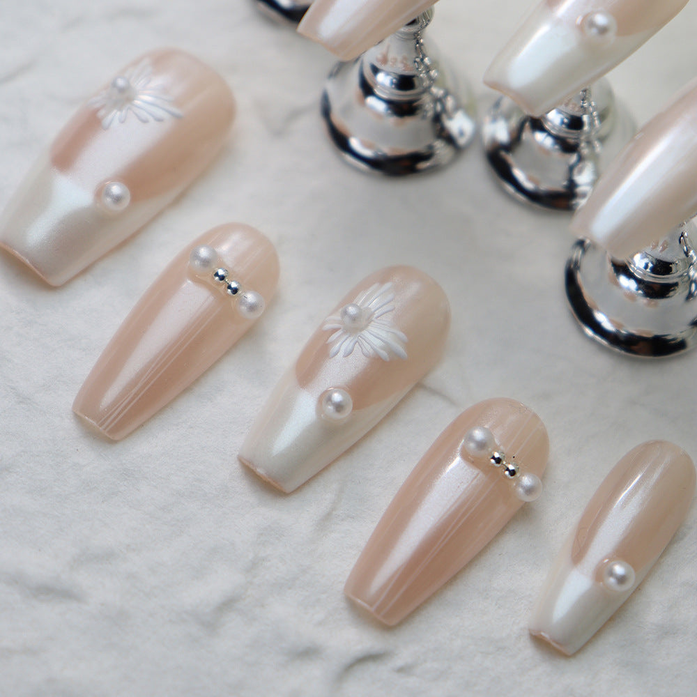 Madame X French tip Handmade Coffin Press On Nails A725