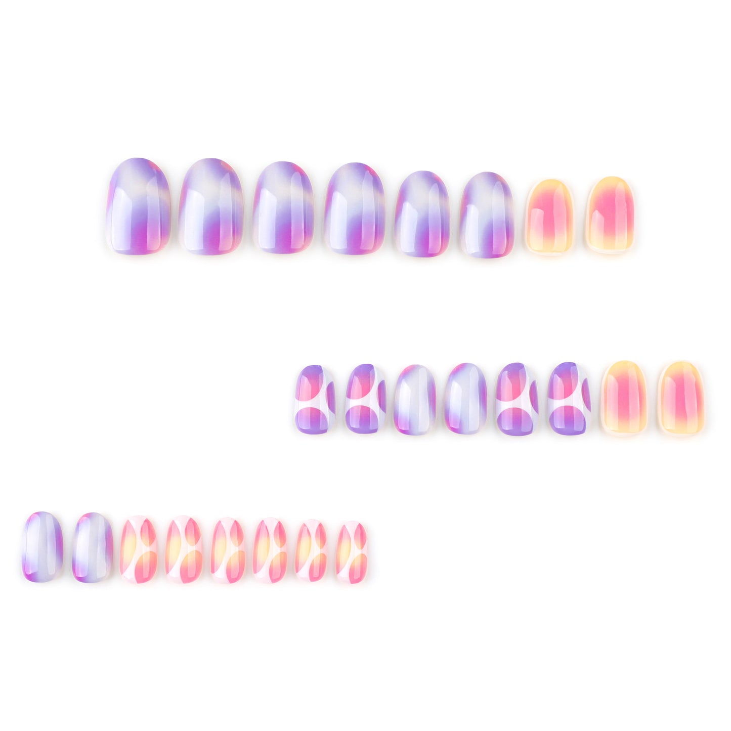 Contrast Color Oval 24PCS Free Size Press on Nails JP3785