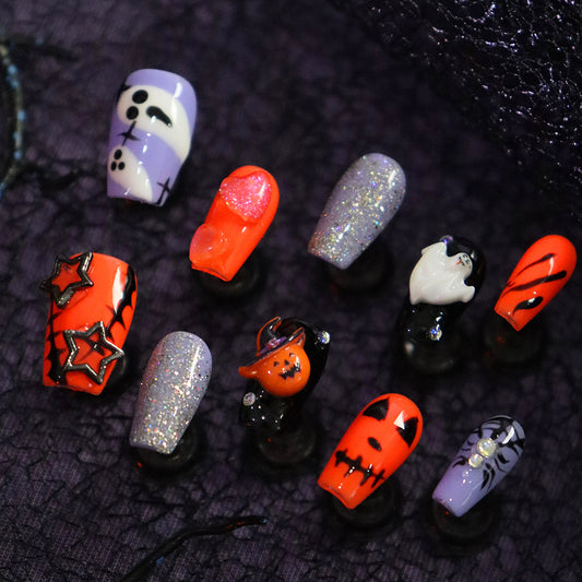 Trick or Treat  Handmade Coffin  Nails  A784 - NoirNail