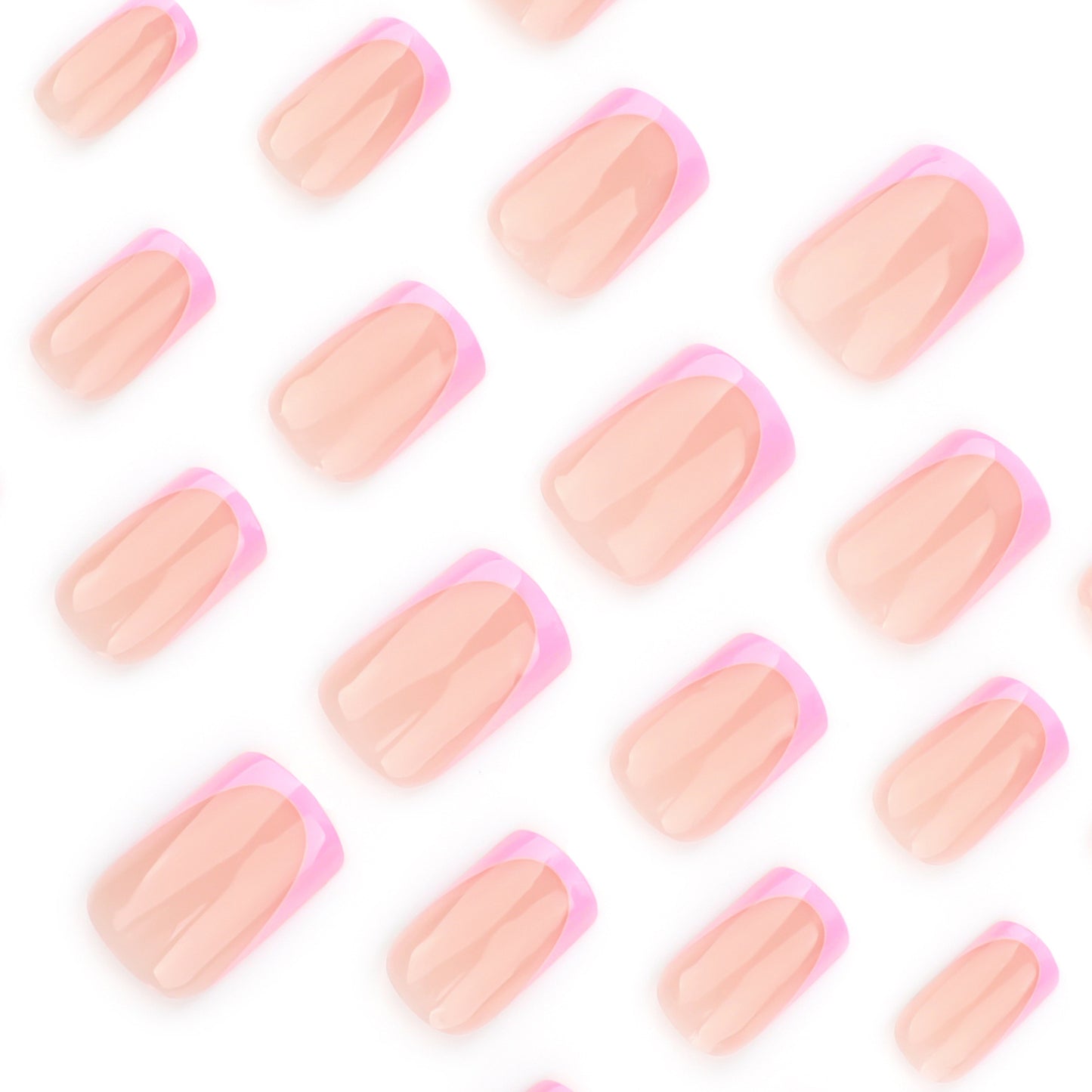 Classic Pink Clean French Square 24PCS Free Size Press on Nails JP3573