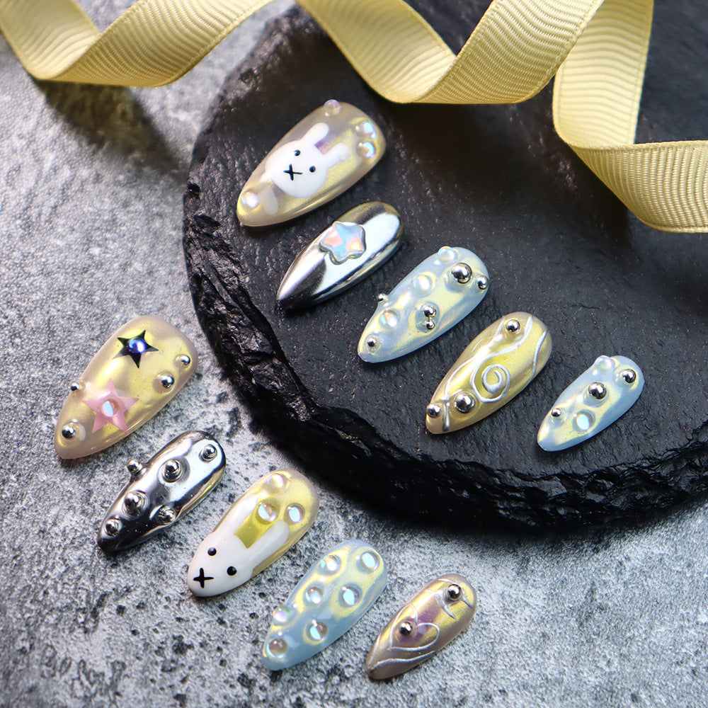 Thanksgiving Bunny Handmade Almond Nails A970