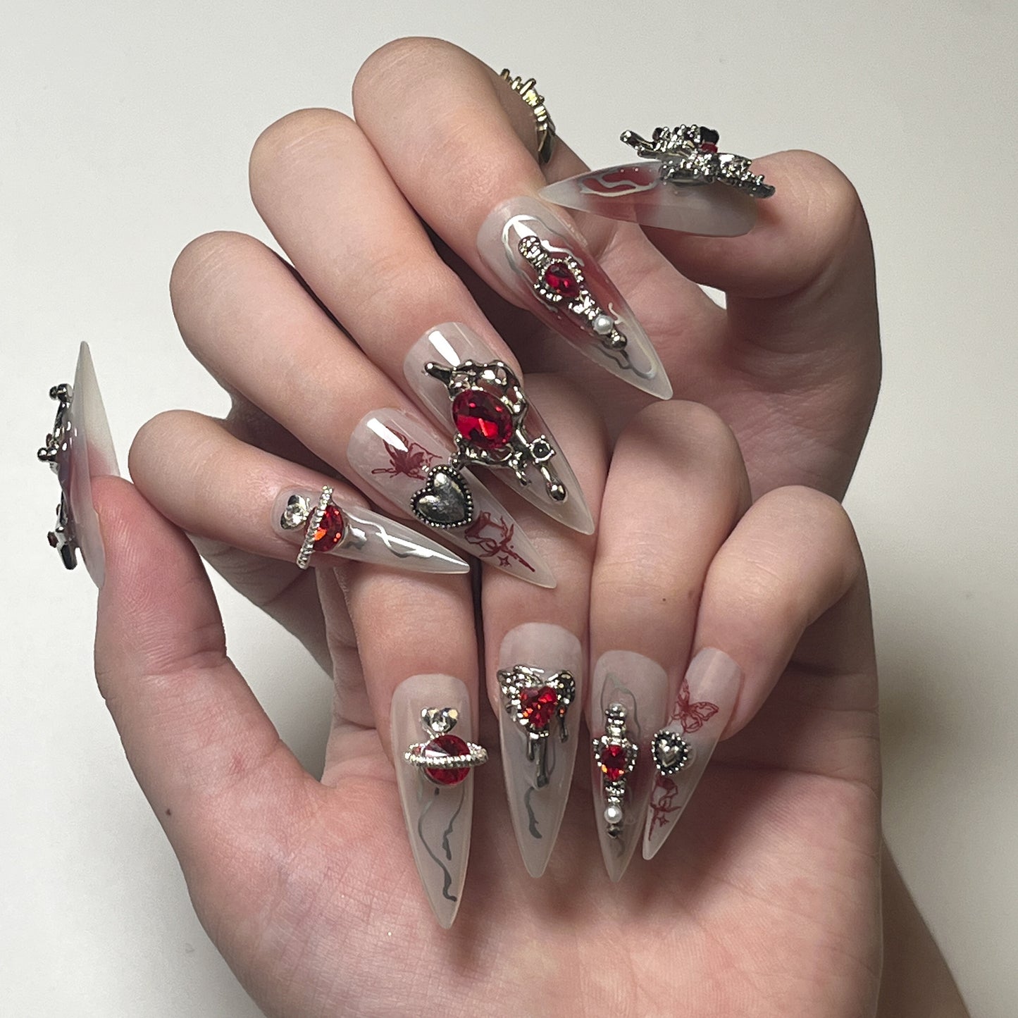 Graffiti Sexy Girl Y2K Stiletto 24PCS Free Size Press on Nails JP2765