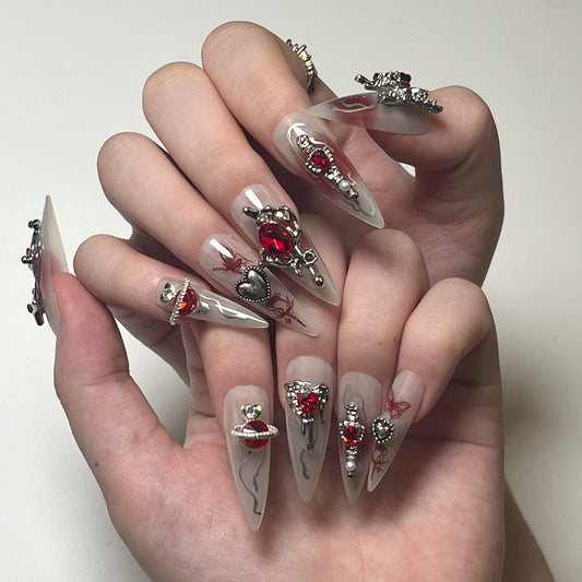 Graffiti Sexy Girl Y2K Stiletto 24PCS Free Size Press on Nails JP2765