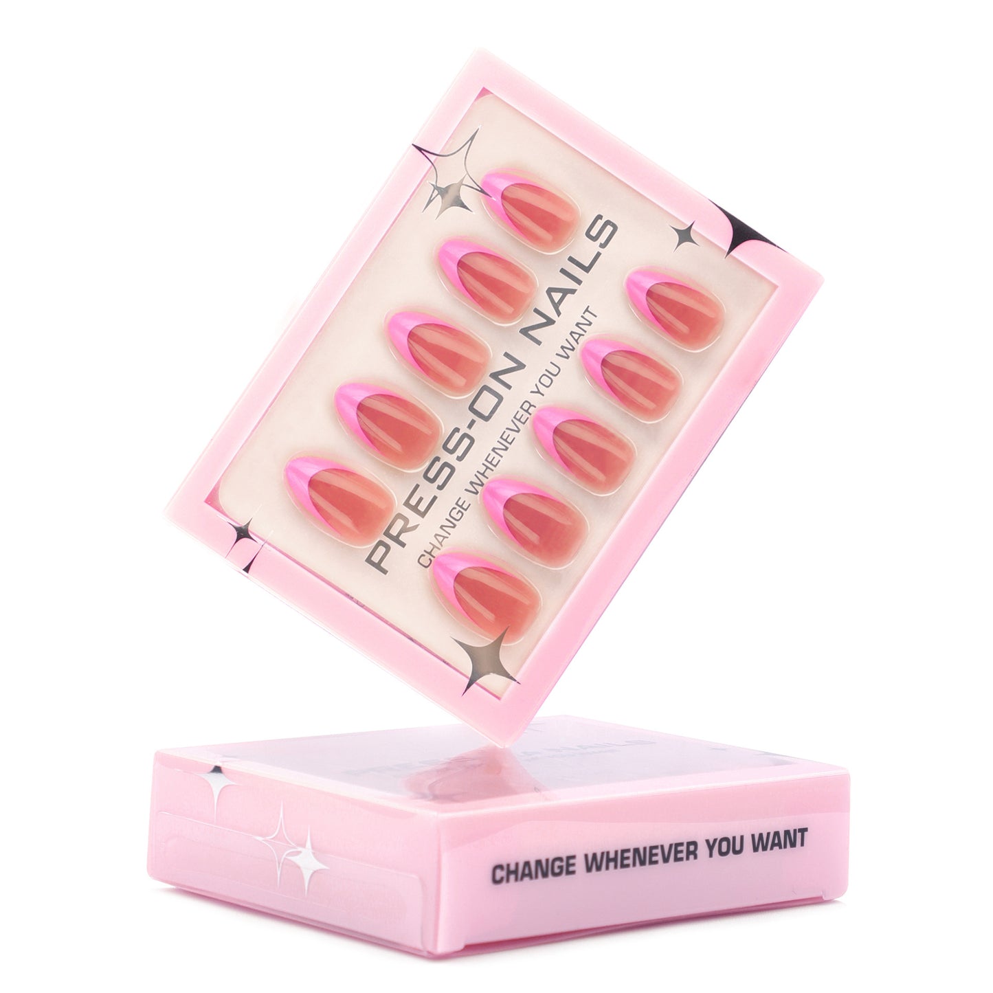 Classic French tip Almond 30PCS Free Size Press on Nails GD17