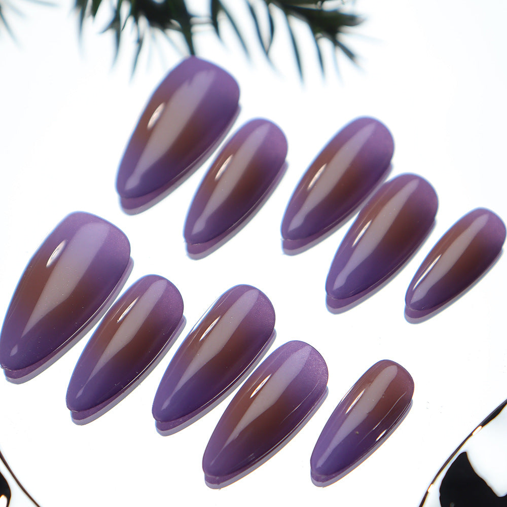 Purple Glass Handmade Almond Nails A382 - NoirNail