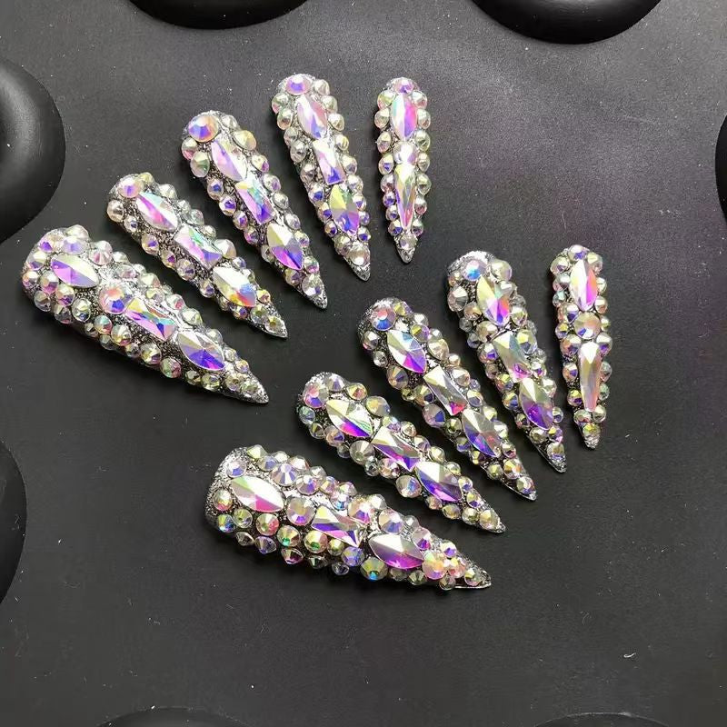 Cleopatra Rhinestones Handmade Stiletto Press On Nails