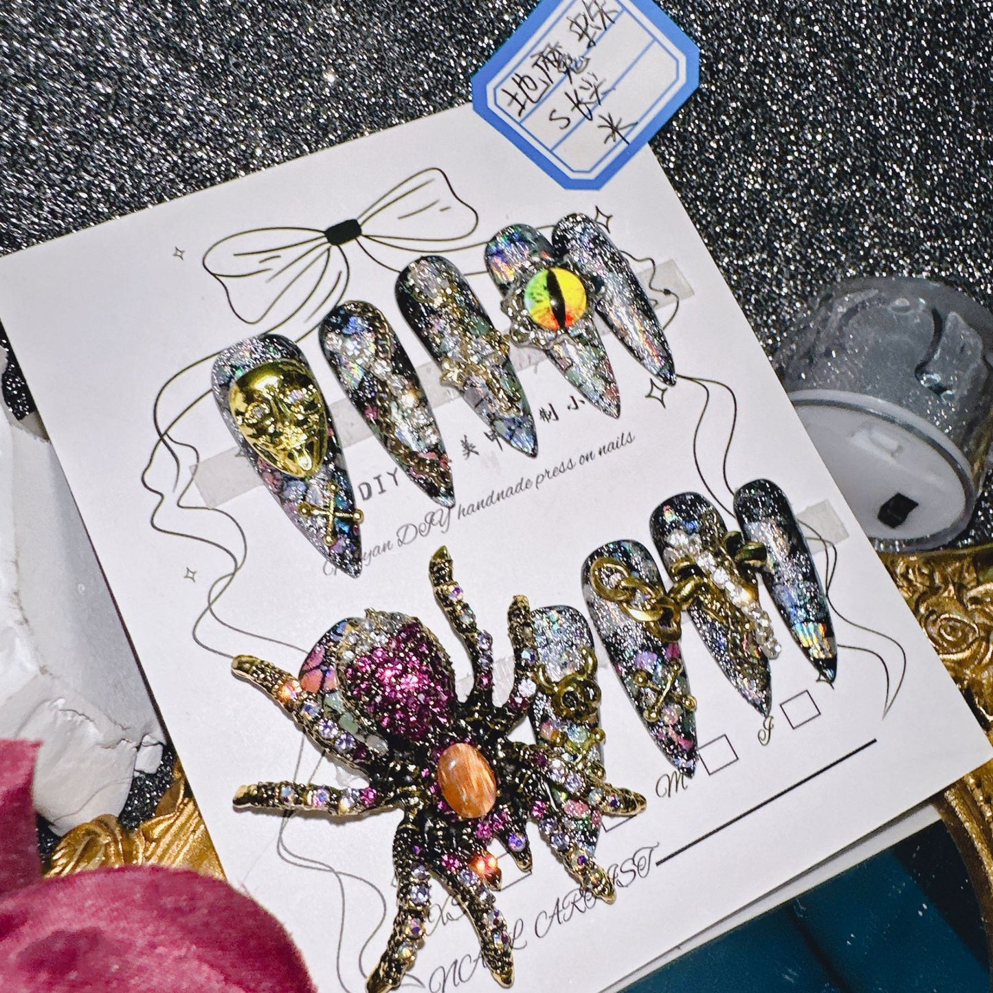 Super Flash Spider Hot Girl 100% Handmade Pressons - NoirNail