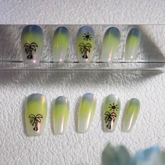 Hawaii Handmade Coffin  Nails A533 - NoirNail