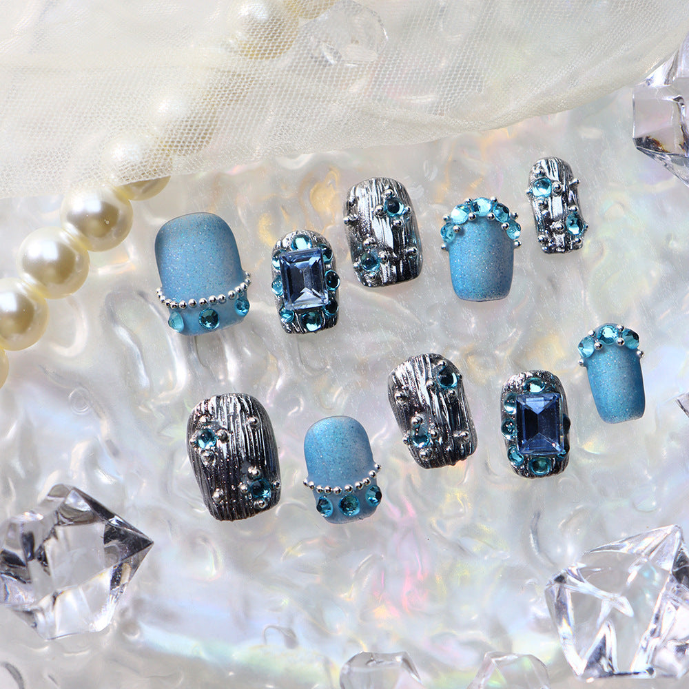 Bucherati and Sapphire Handmade Square Nails  A698