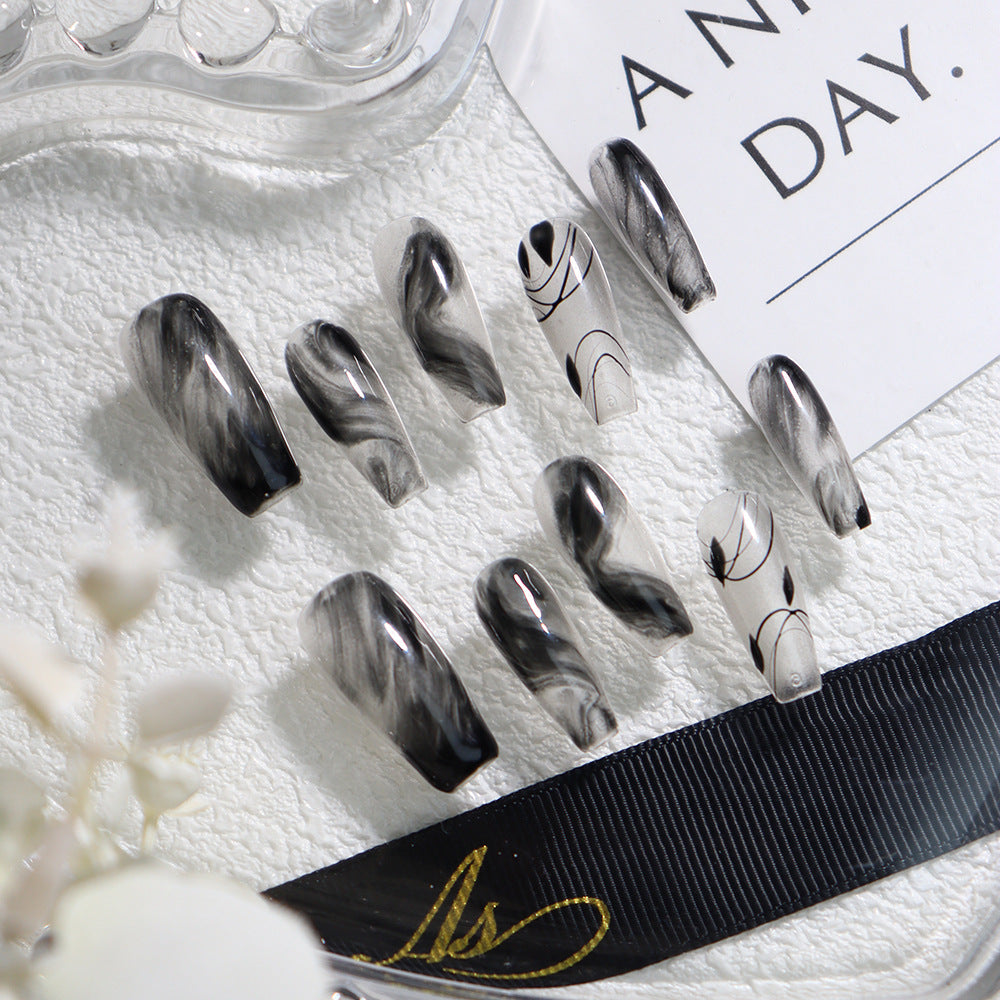 Ink Painting Handmade Coffin Press On Nails A367