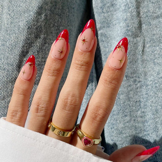 Deep French Almond 24PCS Free Size Press on Nails HZ145