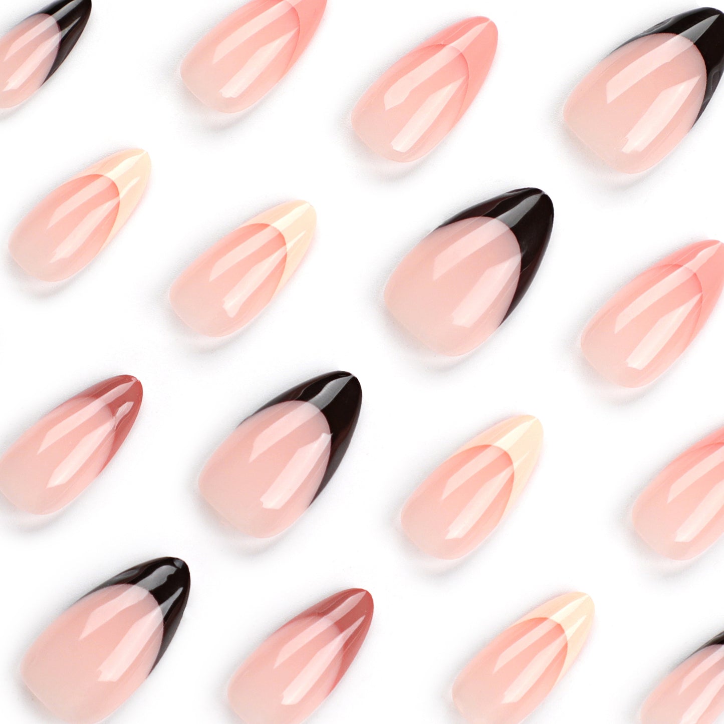 Classic Maillard French Tip Almond 24PCS Free Size Press on Nails JP2916