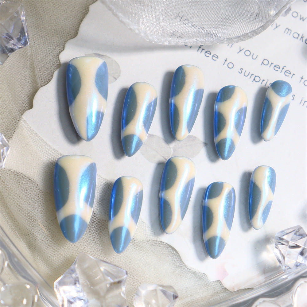 Blue Smoothie Handmade Almond  Nails A605 - NoirNail