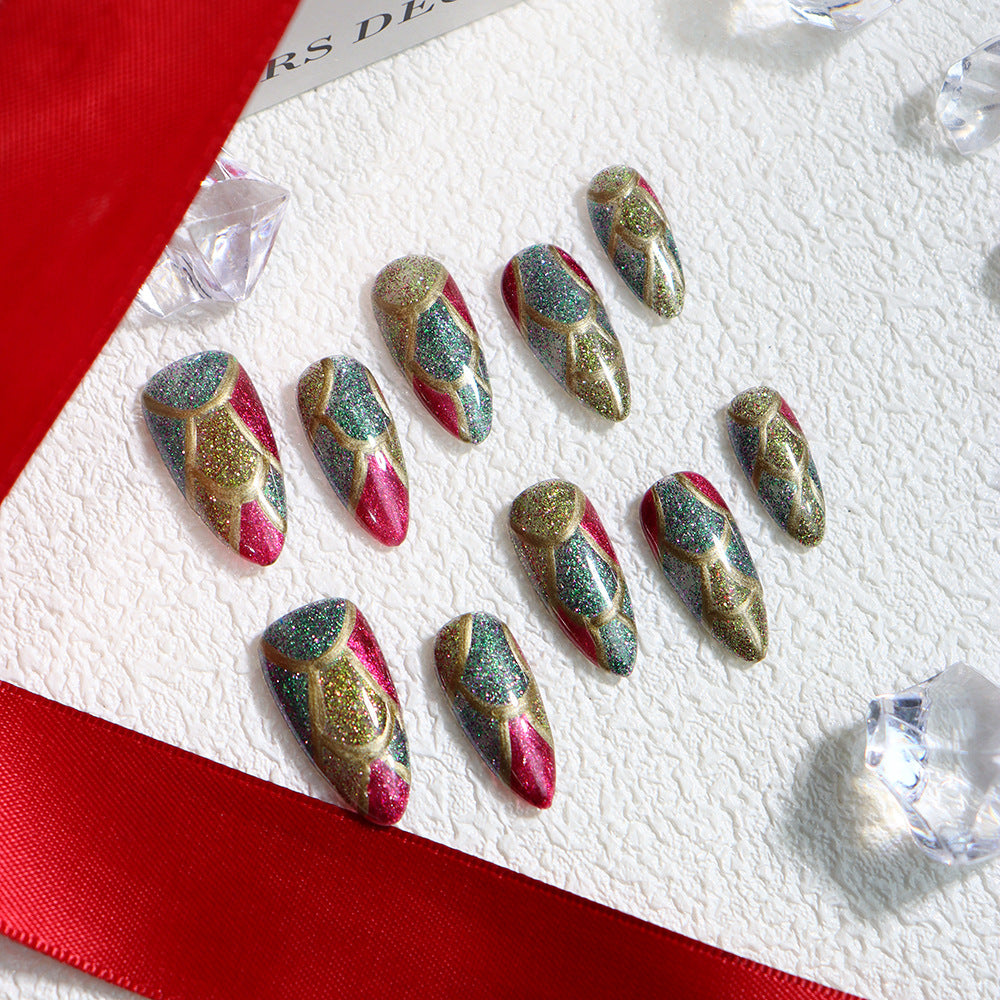 Dragon Scale Handmade Almond Press On Nails A591