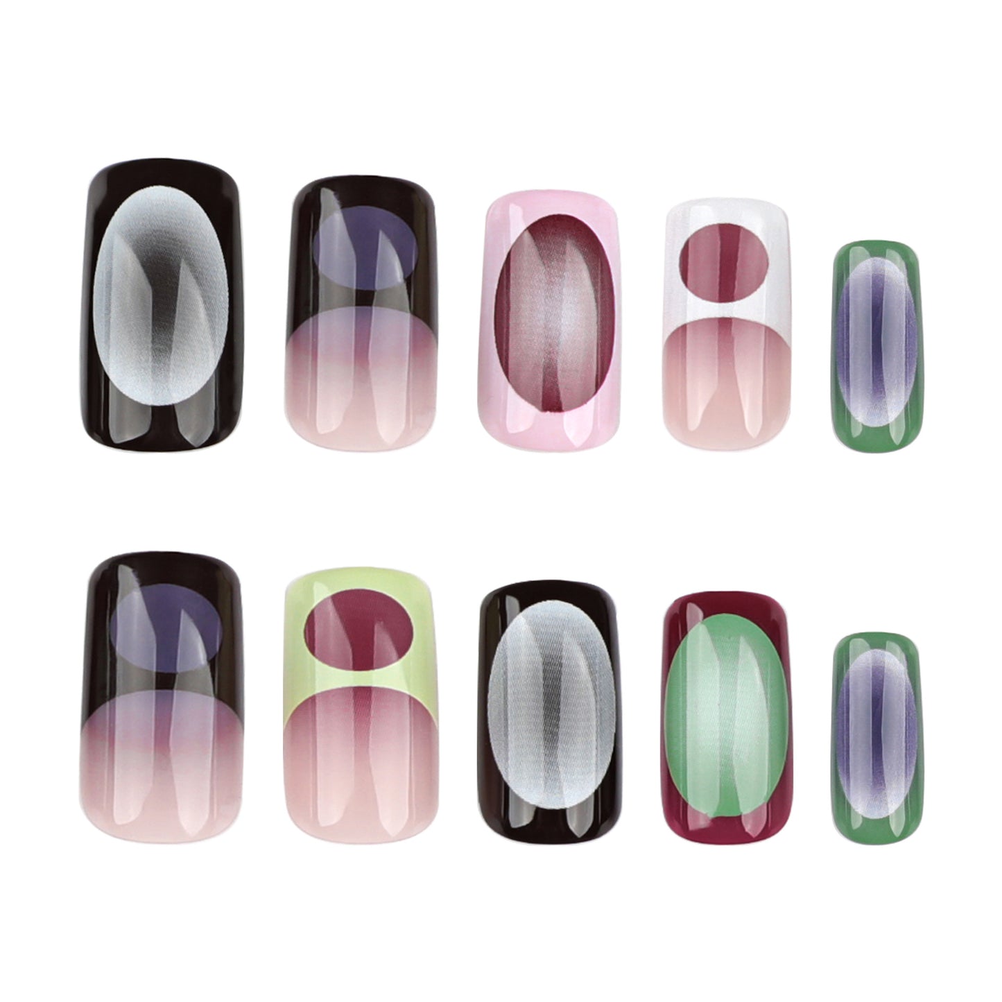 Gradient Blending Square 24PCS Free Size Press on Nails JP3478