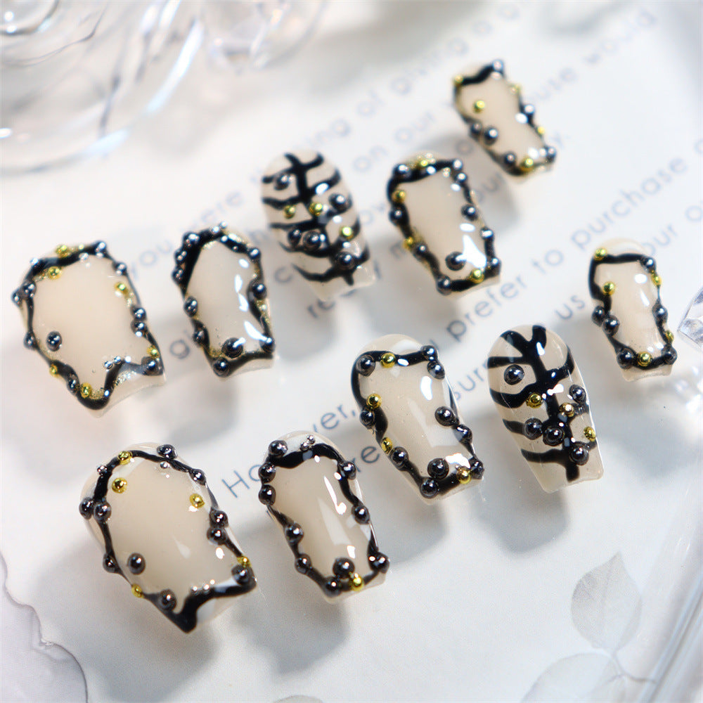 Metal thorns Y2K  Handmade Coffin Nails  A590 - NoirNail