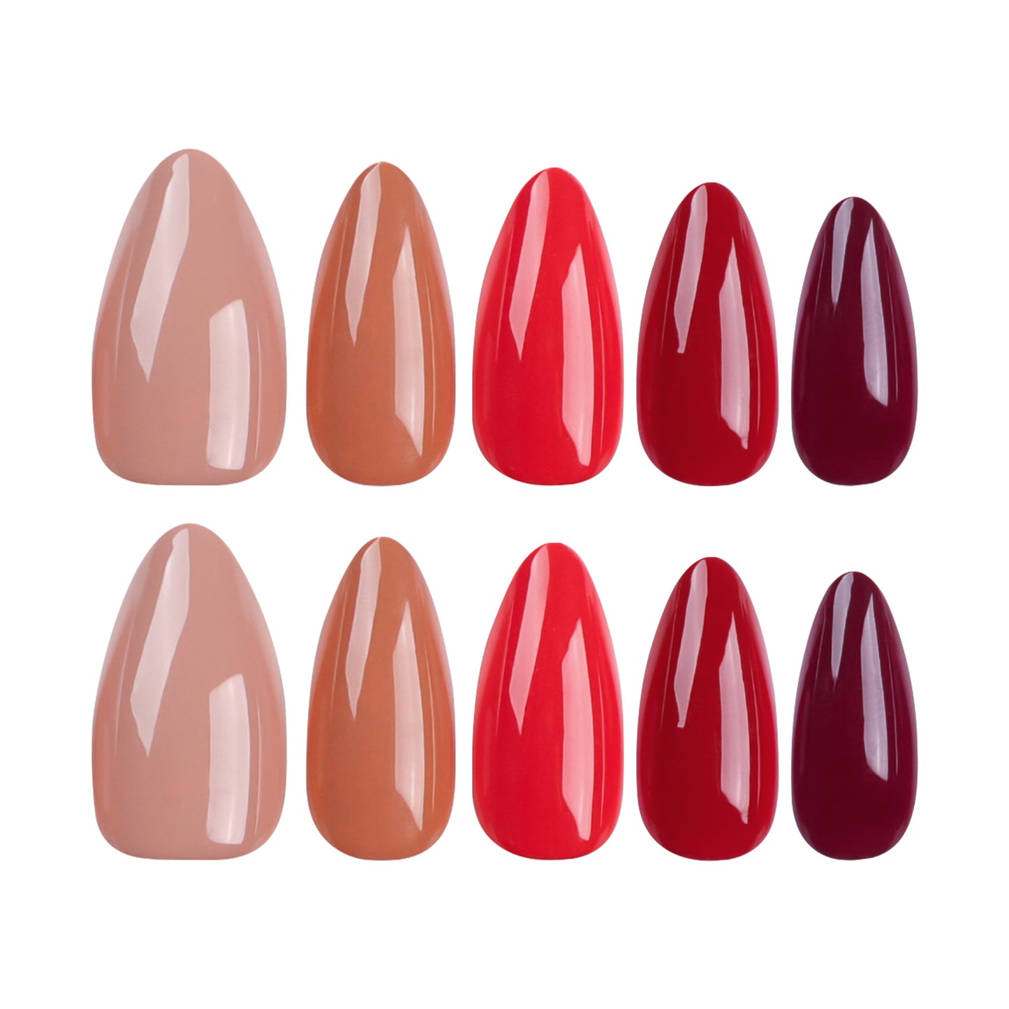 Classic Solid Color Ankara Red Almond 24PCS Free Size Press on Nails JP3077