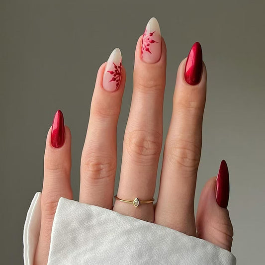 Snowflake Gradient  Almond 24PCS Free Size Press on Nails W1846