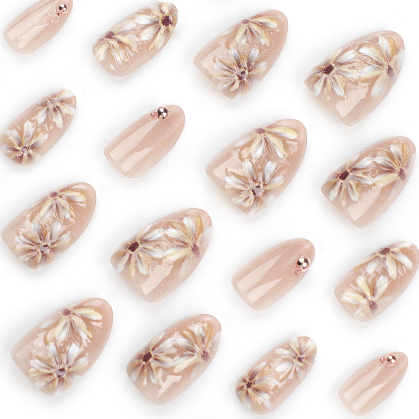 Daisy  Handmade Almond 24PCS Free Size Press on Nails JP3314
