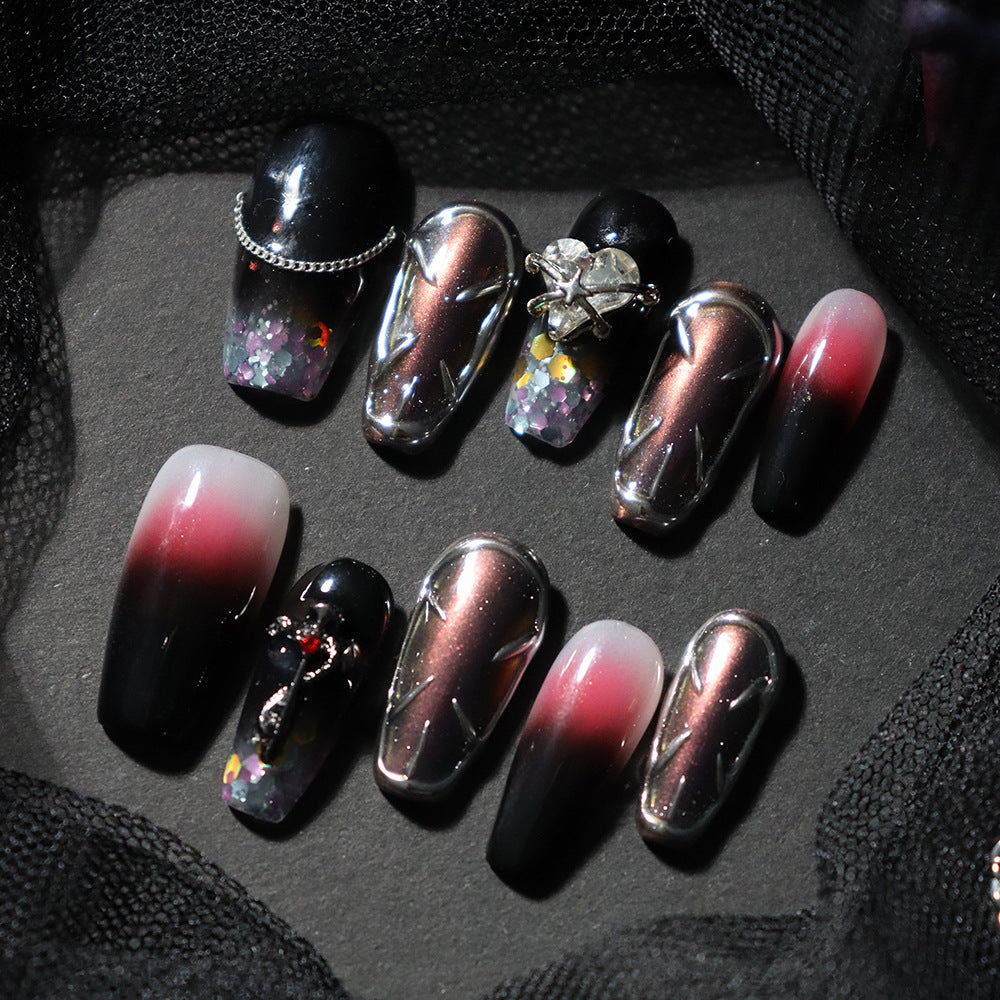 Queen of Hearts Y2K Handmade Coffin Nails A807 - NoirNail