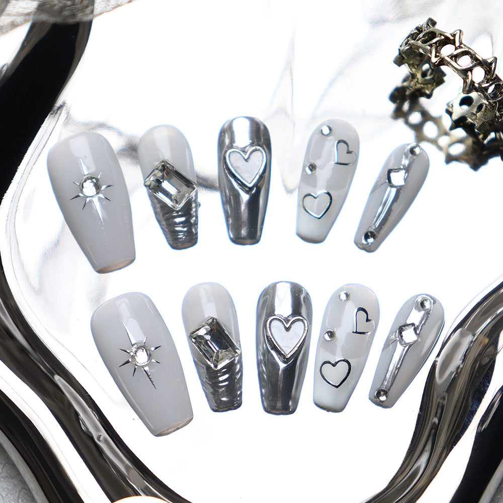 Heartbeat Valentine's Day Handmade Coffin Press On Nails A580