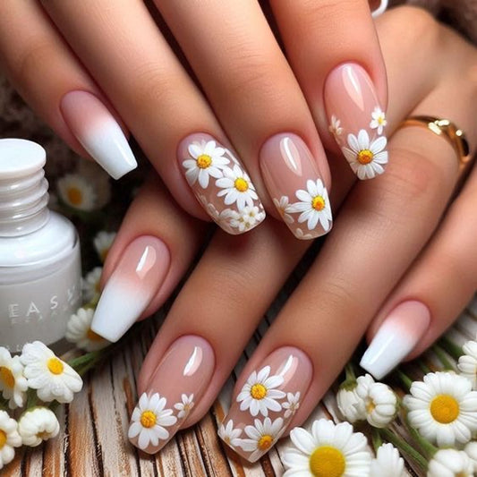 Daisy Almond 24PCS Free Size Press on Nails JP3868