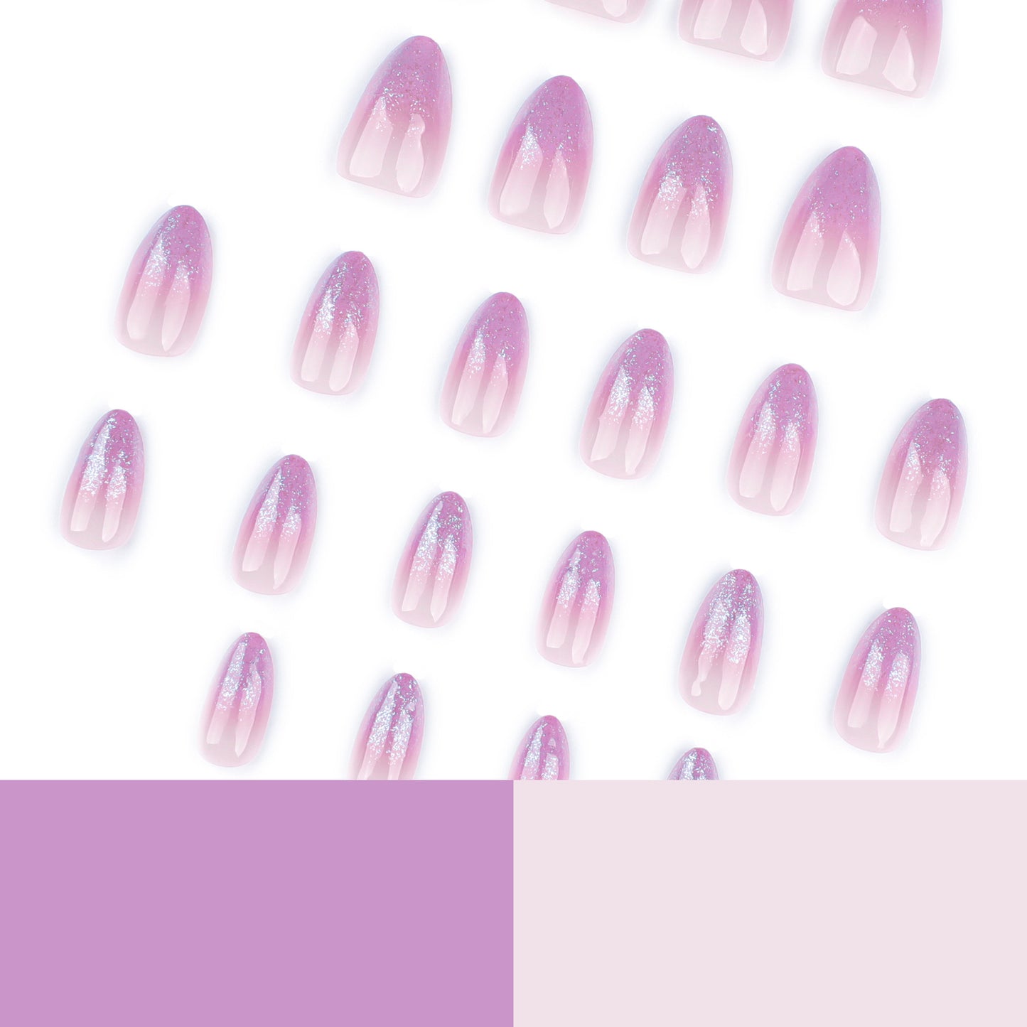 Pink Cat Eye Gel French Tip Almond 24PCS Free Size Press on Nails JP3725