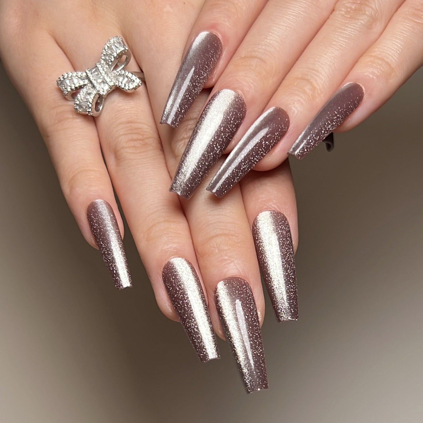 Purple Cat Eye Coffin Press On Nails - NoirNail