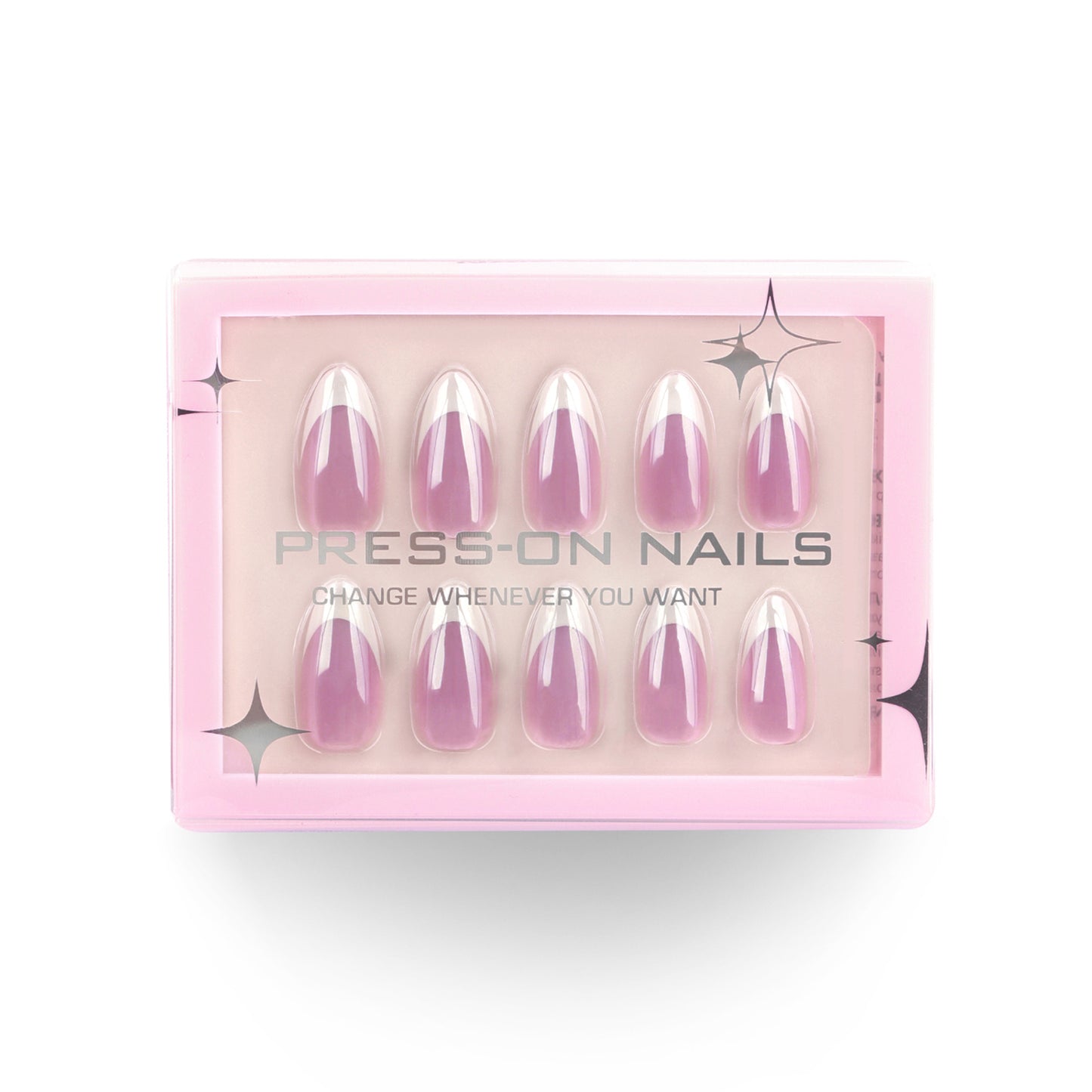 Classic French Tip Almond 30PCS Free Size Press on Nails GD09