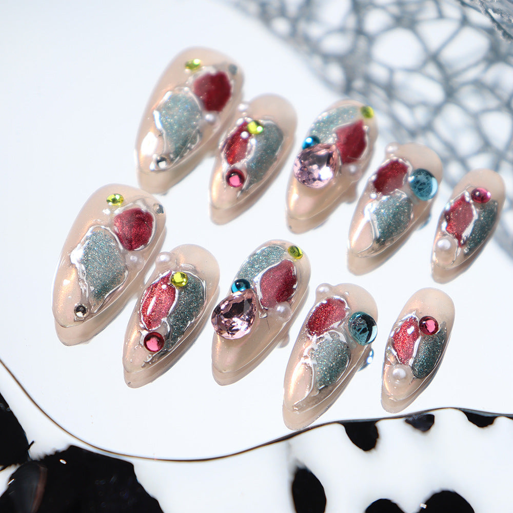 Dopamine Baroque Y2K Handmade Almond  Nails  A669 - NoirNail