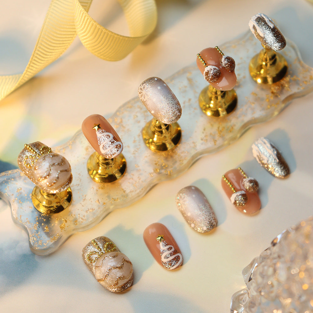 Christmas bulbs Handmade Rounded Press On Nails A922